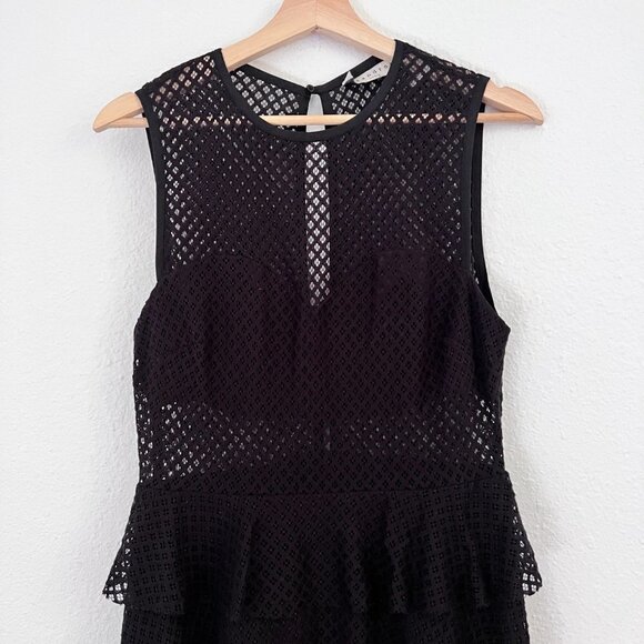 Sandro Black Rich Mesh Cutout Midi Dress 3 / L - Picture 3 of 10